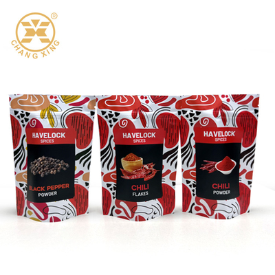 Zipper Plastic Spice Seasoning Packaging Stand Up Pouches Resealable