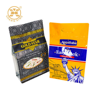 5kg 10kg Rice Packaging Bag Flat Bottom Pouch Stand Up Rice Bag For Food Packaging Customized Printing