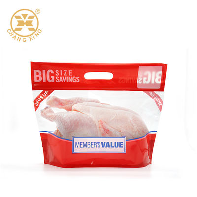 คุณภาพ  VMPET EXPE Stand Up Pouch With Handle Roast Chicken Plastic Packaging For Frozen Food โรงงาน