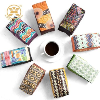 คุณภาพ  CPP Resealable Coffee Packaging Bags With Valve Flat Bottom Stand Up Pouch โรงงาน