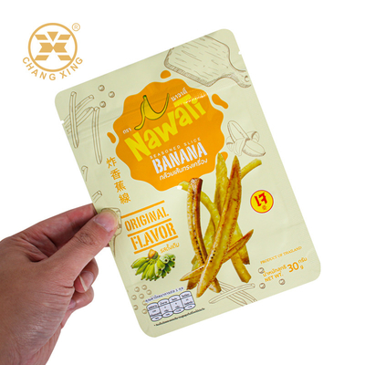 OEM ODM เกรดอาหาร อาหารว่าง กระเป๋าบรรจุอาหาร กระเป๋าบรรจุพลาสติก ซิปเปอร์กระเป๋าสําหรับกระเบื้องกล้วยทอด ชิป