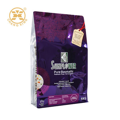 กระเป๋าบรรจุข้าวพลาสติกบาสมาติ ที่สามารถปิดซีกได้ ซิปล็อคกระเป๋าพิมพ์ข้าว 5 กิโลกรัม