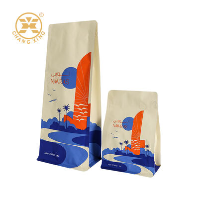 250 กรัม 500 กรัมกาแฟแบบกำหนดเองกระเป๋าด้านล่างแบนยืนขึ้นเมล็ดกาแฟถุงบรรจุภัณฑ์ถุงซิปกันความชื้น