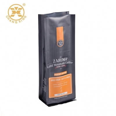 ถุงบรรจุภัณฑ์กาแฟกราเวียร์สีดำเคลือบอลูมิเนียมฟอยล์ยืนขึ้นกระเป๋าพิมพ์