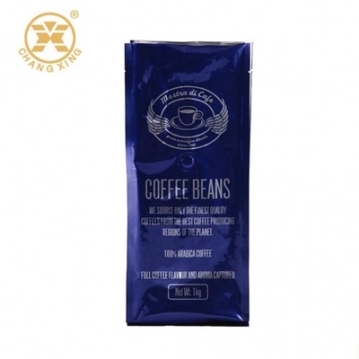 ถุงบรรจุภัณฑ์เมล็ดกาแฟสีน้ำเงินเคลือบเงา 0.5 กก. พร้อมถุงสูญญากาศวาล์วสำหรับถั่วคั่วอาหาร