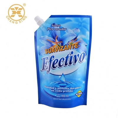 250ml 500ml ของเหลวพลาสติกยืนขึ้นกระเป๋าพร้อมพวยพิมพ์ของเหลวสีฟ้ายืนขึ้นถุงนำมาใช้ใหม่