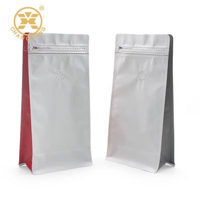 ถุงกาแฟอลูมิเนียม VMPET ก้นแบน 250 กรัม BOPP Zip Lock Pouch For Food