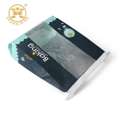 BOPP เบเกอรี่แซนวิชบรรจุภัณฑ์ถุงกระดาษคราฟท์สีน้ำตาลก้นสี่เหลี่ยมพร้อมหน้าต่างSGS