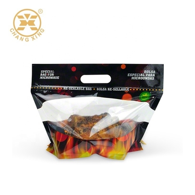บรรจุภัณฑ์ไก่ย่างไมโครเวฟแบบซิป VMPET Resealable Stand Up Pouches