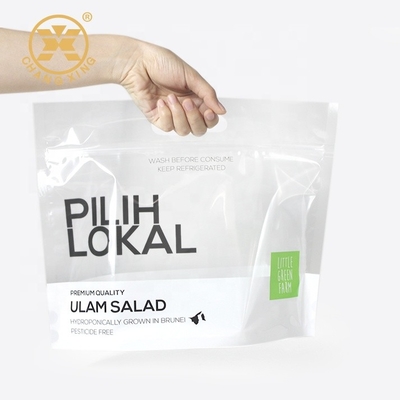 โลโก้ OEM Zip Lock ถุงบรรจุภัณฑ์ผลไม้แห้งผักกาดหอมบรรจุภัณฑ์ผักพลาสติกยืนขึ้น