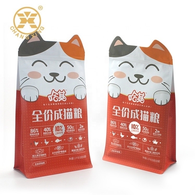LDPE Dog Cat ถุงบรรจุอาหารสัตว์เลี้ยง 5 กก. กล่องซิปด้านล่างกระเป๋าแปดด้าน Seal